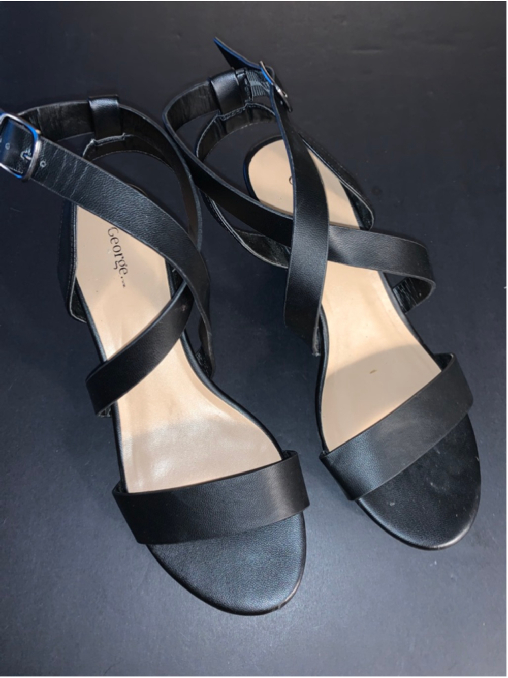 Women's George Black Wedge Sandals Size 8